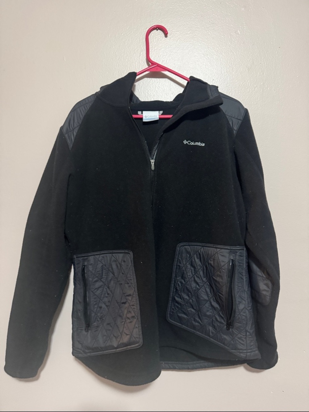 Columbia Black Quilted-Pocket Full Zip Fleece Jacket